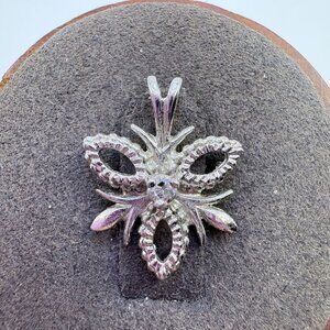 VTG Sterling Silver 925 Cubic Zirconia Snowflake Pendant Size 0.75" Length